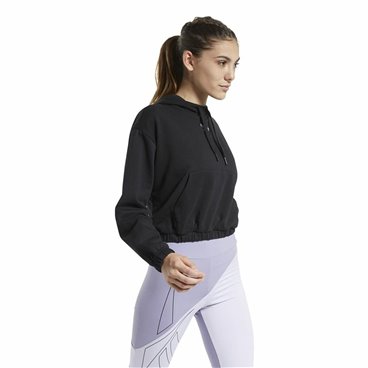 Tröja med huva Dam Reebok Sportswear Cropped Svart