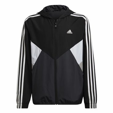 Adidas 运动夹克，儿童 Coupe-Vent 拼色黑色