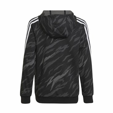 Tröja med huva Unisex Adidas 3 Stripes Svart