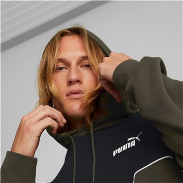 Tröja med huva Herr Puma Power Colorblock Grön Svart