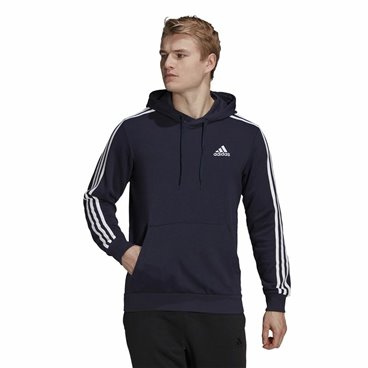 Tröja med huva Herr Adidas Essentials 3 Stripes Marinblå