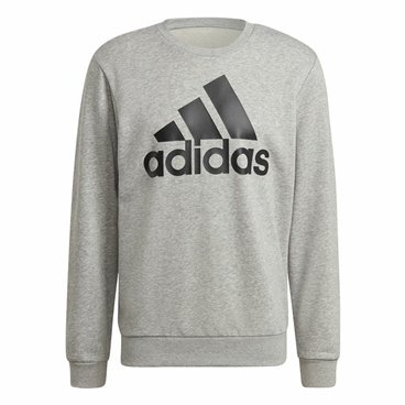 Adidas 灰色 Essential 大徽标男士无帽运动衫