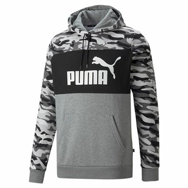 Puma 男士连帽运动衫 ESS 迷彩黑灰白迷彩