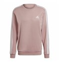 Adidas 男士无帽运动衫 Essentials 法国特里布 3 条纹粉红色