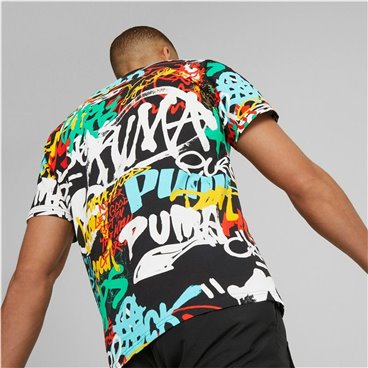 T-shirt med kortärm Herr Puma Graffiti Svart