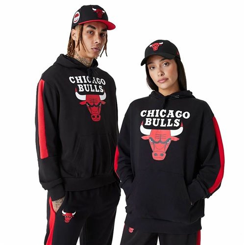 Tröja med huva Barn New Era NBA Colour Block Chicago Bulls Svart