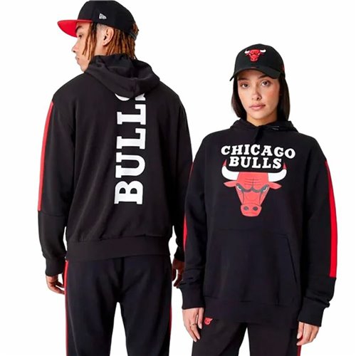 Tröja med huva Barn New Era NBA Colour Block Chicago Bulls Svart