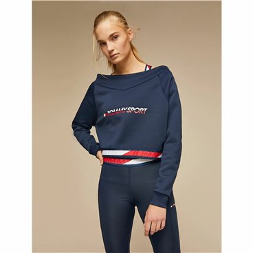 Tröja utan huva Dam Tommy Hilfiger Crop V Neck Mörkblå