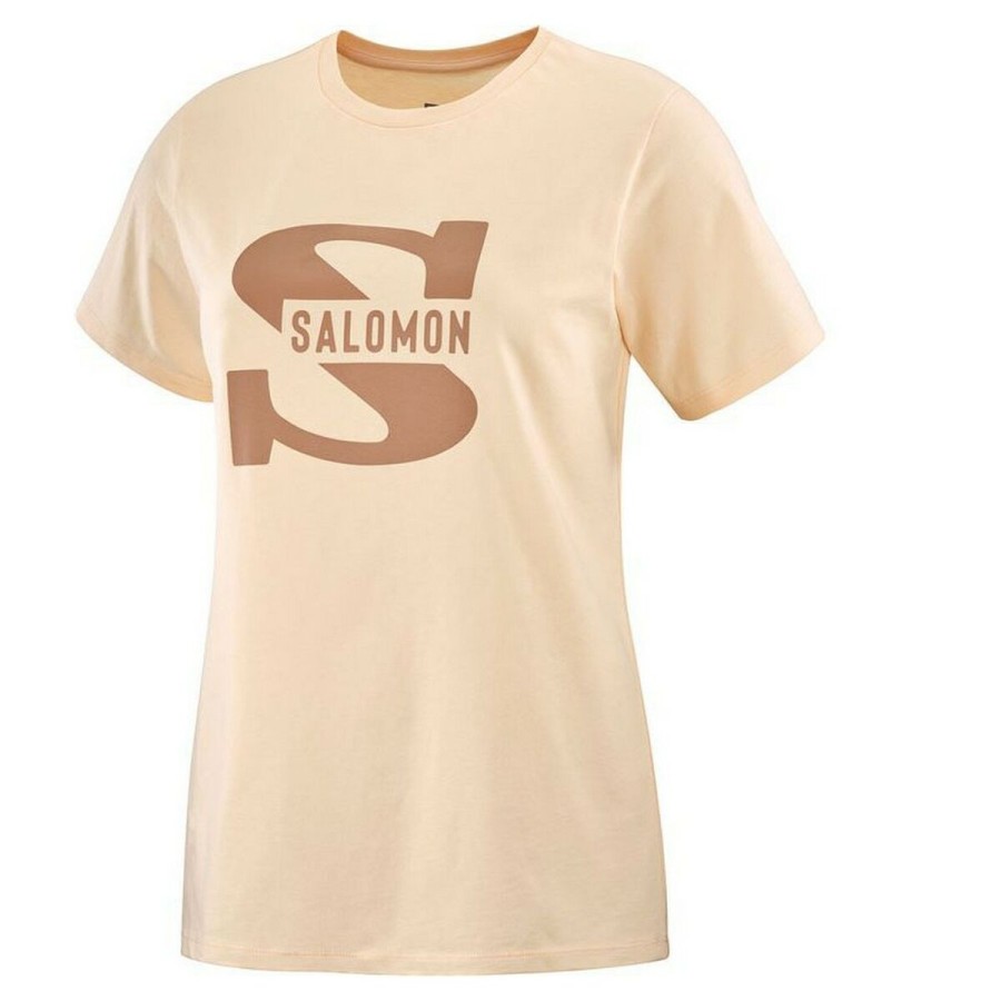 T-shirt med kortärm Herr Salomon Big Logo Nude Beige Brun