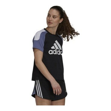 T-shirt med kortärm Dam Adidas Sportswear Colorblock Svart