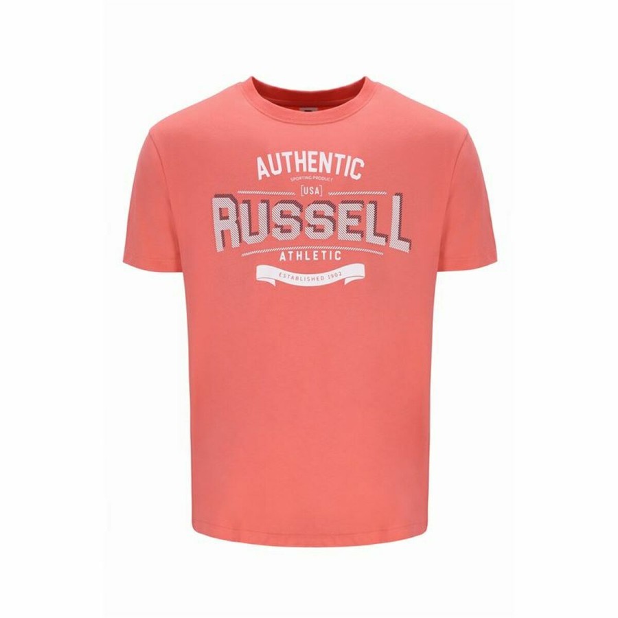 T-shirt med kortärm Herr Russell Athletic Amt A30081 Orange Korall