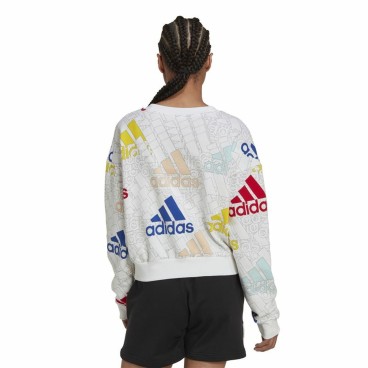 Tröja utan huva Dam Adidas Essentials Multi-Coloured Vit