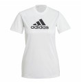 T-shirt med kortärm Dam Adidas Primeblue D2M Logo Sport  Vit