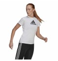 T-shirt med kortärm Dam Adidas Primeblue D2M Logo Sport  Vit