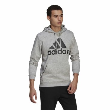 Tröja med huva Herr Adidas  Essentials Fleece Big Logo Grå