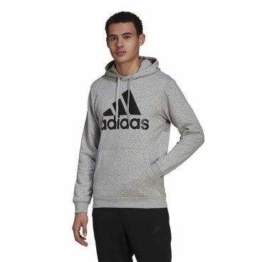 Tröja med huva Herr Adidas  Essentials Fleece Big Logo Grå