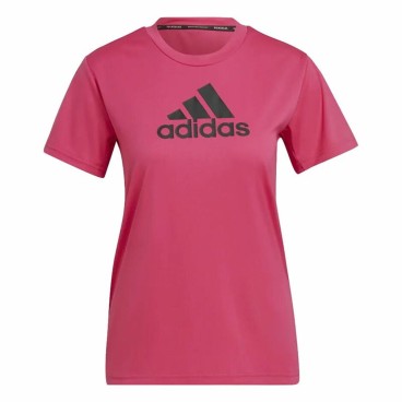 T-shirt med kortärm Dam Adidas Designed 2 Move Logo Fuchsia