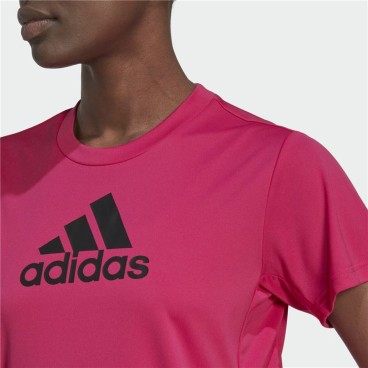 T-shirt med kortärm Dam Adidas Designed 2 Move Logo Fuchsia