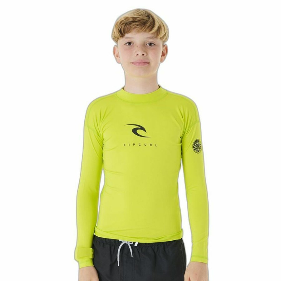 Barn T-shirt med kortärm Rip Curl Corps L/S Rash Vest  Gul Surfing Lykra