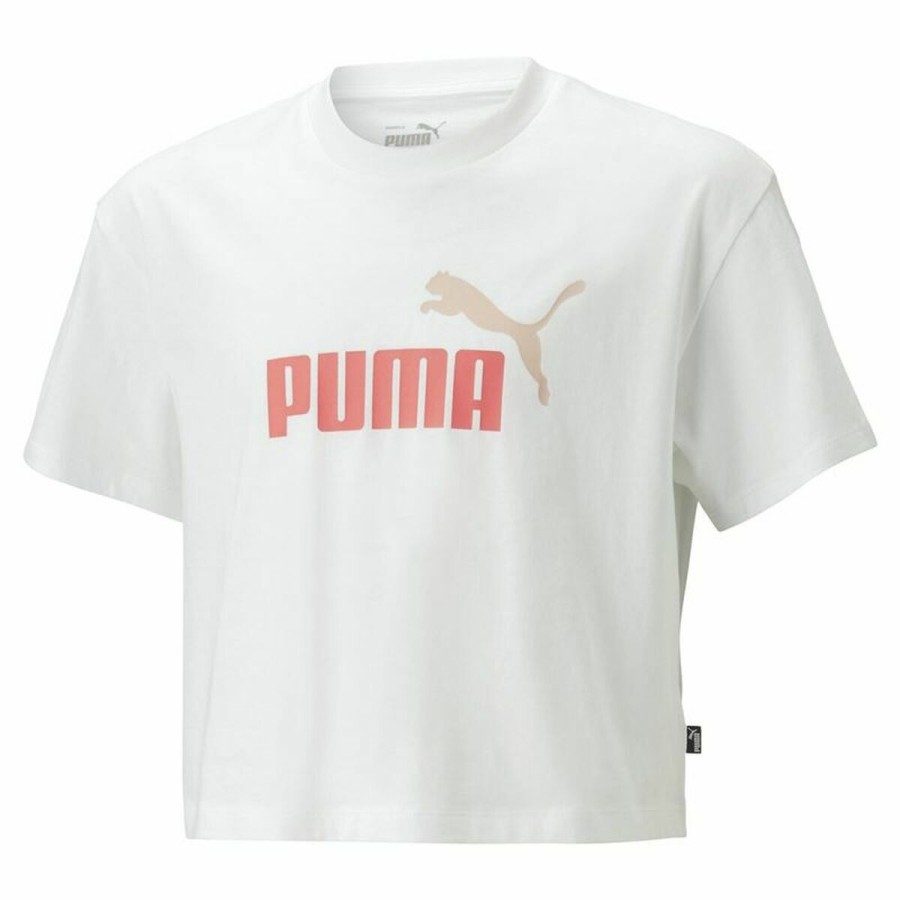 Barn T-shirt med kortärm Puma Logo Cropped  Vit