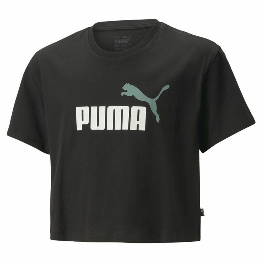 Barn T-shirt med kortärm Puma Logo Cropped  Svart