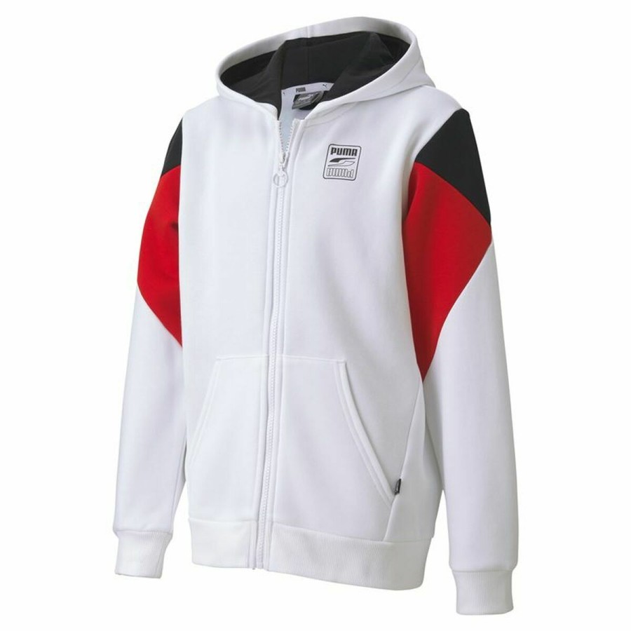 Sportjacka, Barn Rebel Puma Block Full-Zip Hoodie  Vit