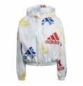 Adidas 运动夹克，女士必备品，多色徽标，白色