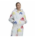 Adidas 运动夹克，女士必备品，多色徽标，白色