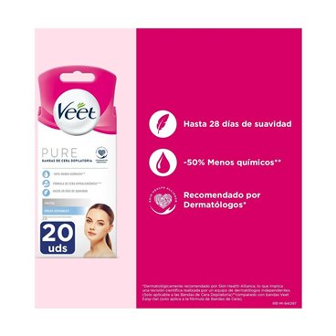 Ansiktsvaxremsor Veet Känslig hud 20 antal