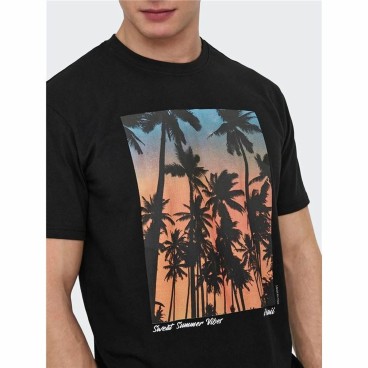 T-shirt med kortärm Herr Only & Sons Onskolton Reg Beach Svart