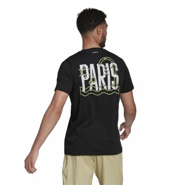 T-shirt med kortärm Herr Adidas Aeroready Paris Graphic Tennis Svart