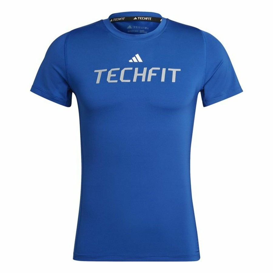 T-shirt med kortärm Herr Adidas techfit Graphic  Blå