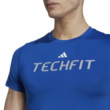 T-shirt med kortärm Herr Adidas techfit Graphic  Blå