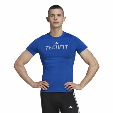 T-shirt med kortärm Herr Adidas techfit Graphic  Blå