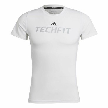 T-shirt med kortärm Herr Adidas techfit Graphic  Vit