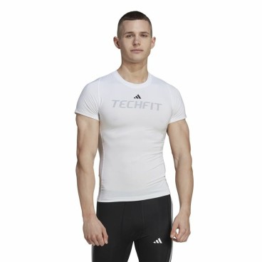 T-shirt med kortärm Herr Adidas techfit Graphic  Vit