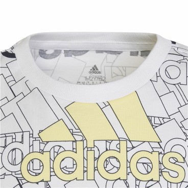 Barn T-shirt med kortärm Adidas Brand Love  Vit