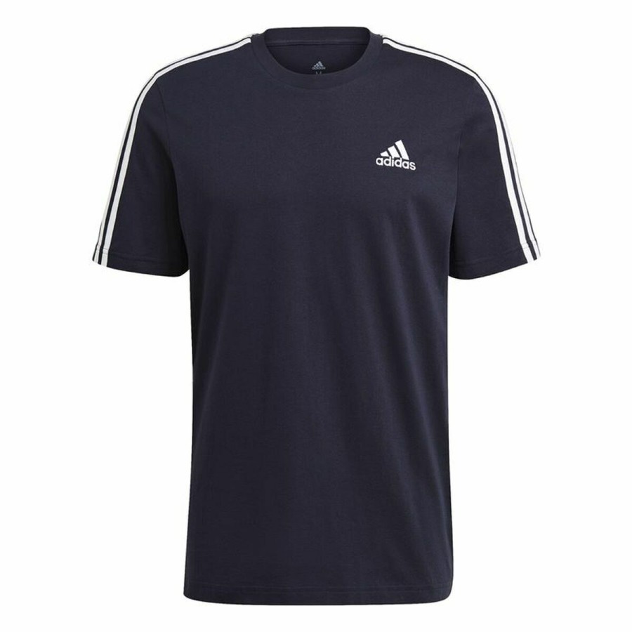 T-shirt med kortärm Herr Essentials 3 bandas Adidas Legend Ink Blå Mörkblå