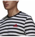 T-shirt med kortärm Herr  Essentials Stripey  Adidas Embroidered Logo Svart