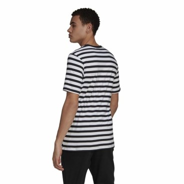 T-shirt med kortärm Herr  Essentials Stripey  Adidas Embroidered Logo Svart