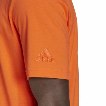 T-shirt med kortärm Herr Adidas  Essentials Embroidered Linear Orange