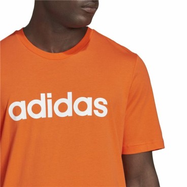 T-shirt med kortärm Herr Adidas  Essentials Embroidered Linear Orange