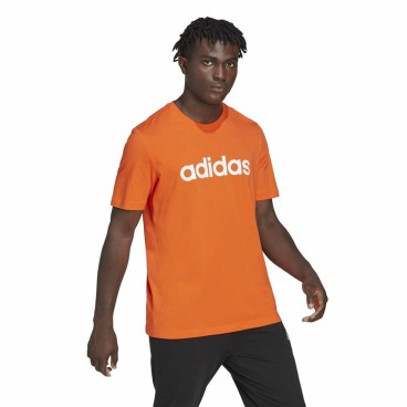 T-shirt med kortärm Herr Adidas  Essentials Embroidered Linear Orange