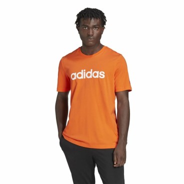 T-shirt med kortärm Herr Adidas  Essentials Embroidered Linear Orange