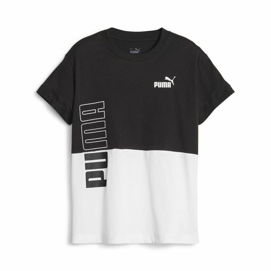 Barn T-shirt med kortärm Puma Power Colorblock Vit Svart