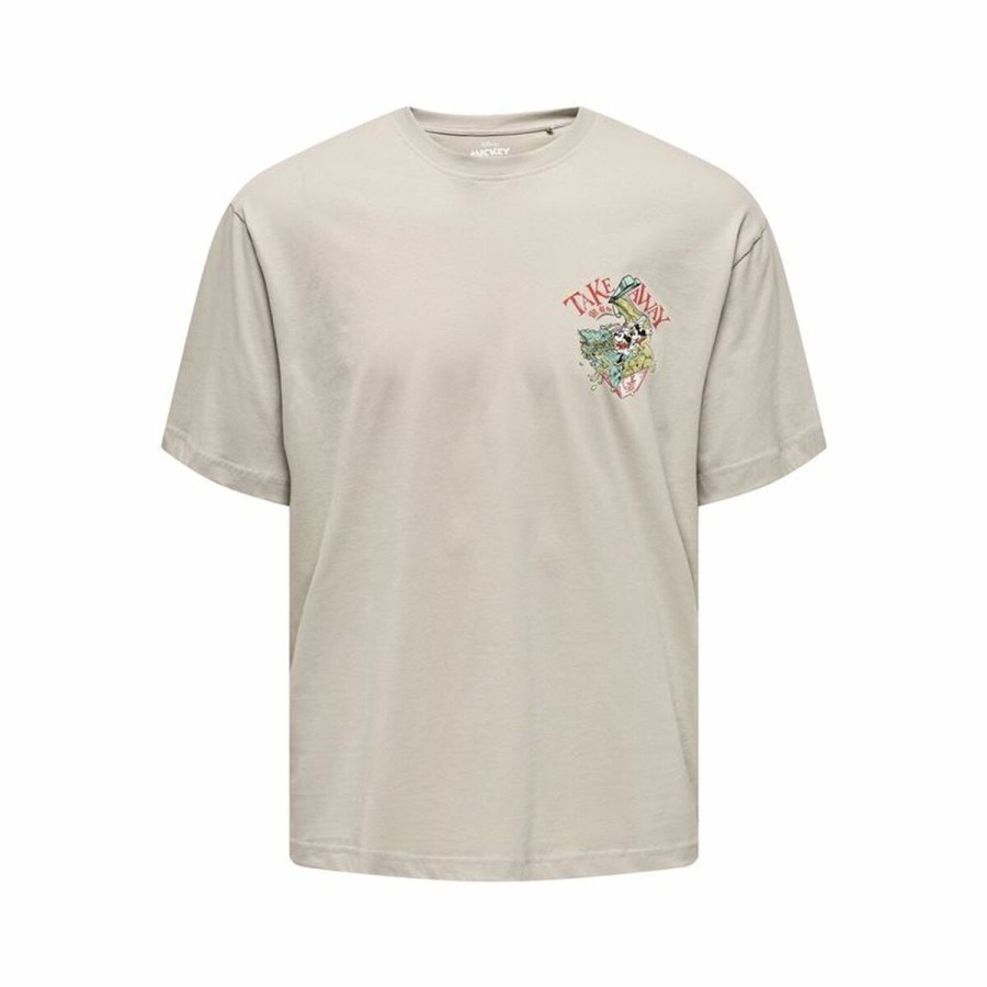 T-shirt med kortärm Herr Only & Sons Onsdisney Life Rlx Beige