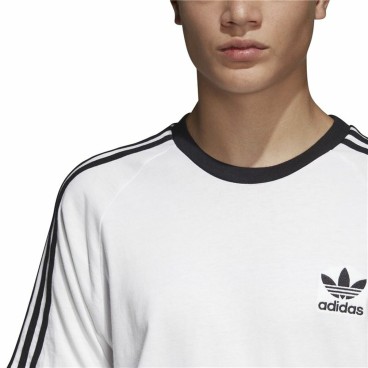 T-shirt med kortärm Herr Adidas 3 Stripes Vit