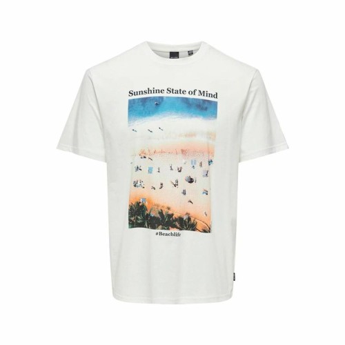 T-shirt med kortärm Herr Only & Sons Onskolton Reg Beach Vit