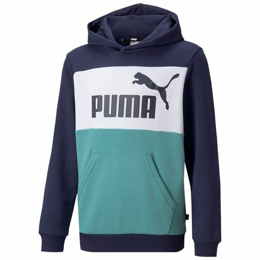 Tröja med huva Unisex Puma Essential Colorblock Mörkblå