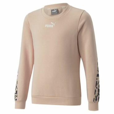 Tröja utan luva, Flickor Puma Alpha Crew Neck Beige Leopard Rosa